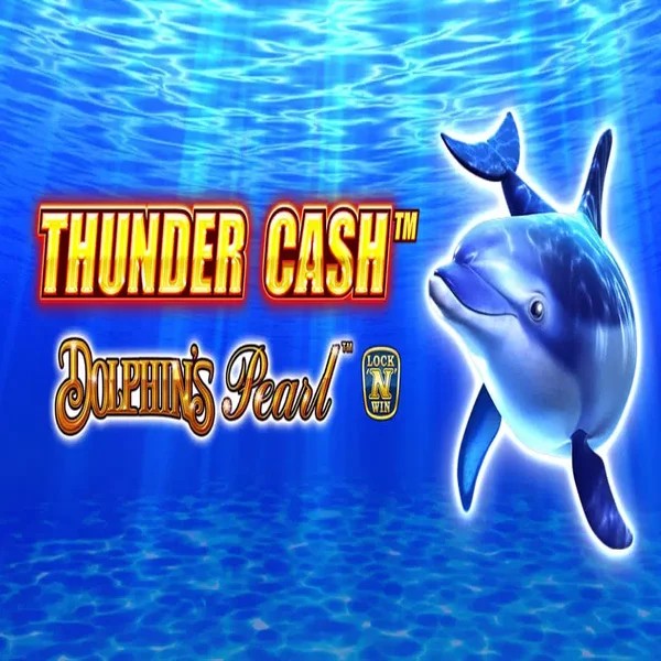 Thunder Cash Dolphins Pearl slot logo by Novomatic at Robocat Casino